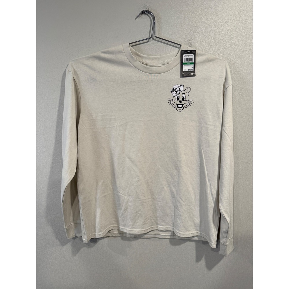 Under Armour Mens L/G Loose‎ Fit Long Sleeve Graphic T Shirt Beige Beavers